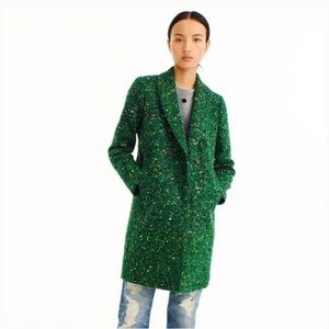J Crew Green Italian Tweed Daphne Topcoat 00P PXXS